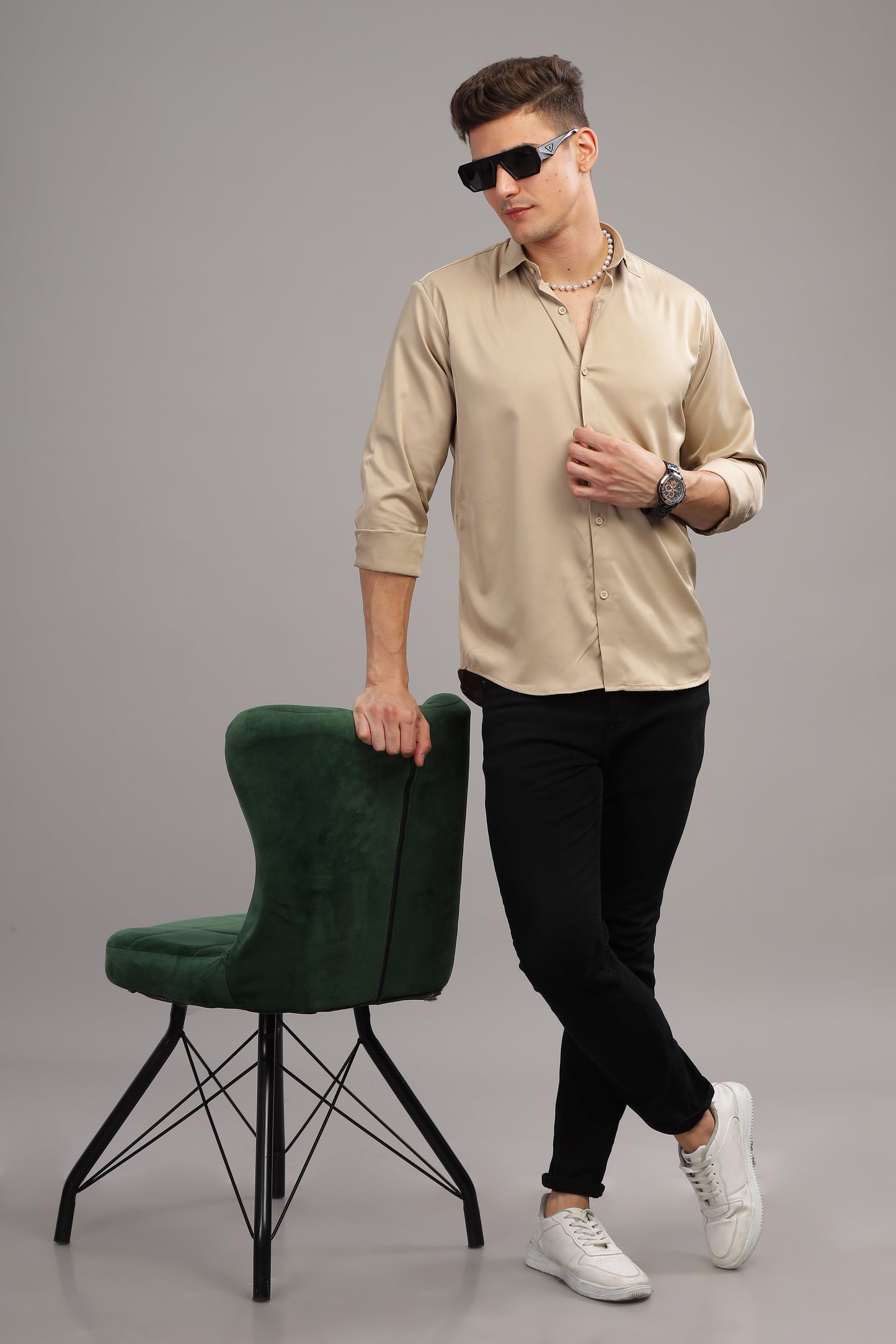Sandstone Satin-Finish Shirt