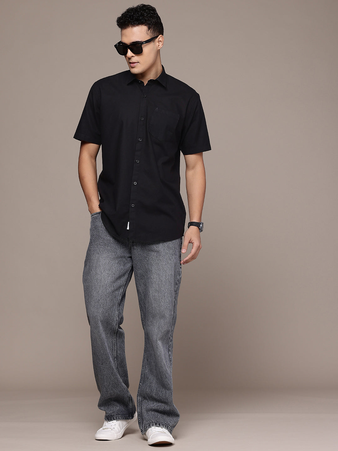 Men’s Black Linen Half Sleeves Casual Shirt