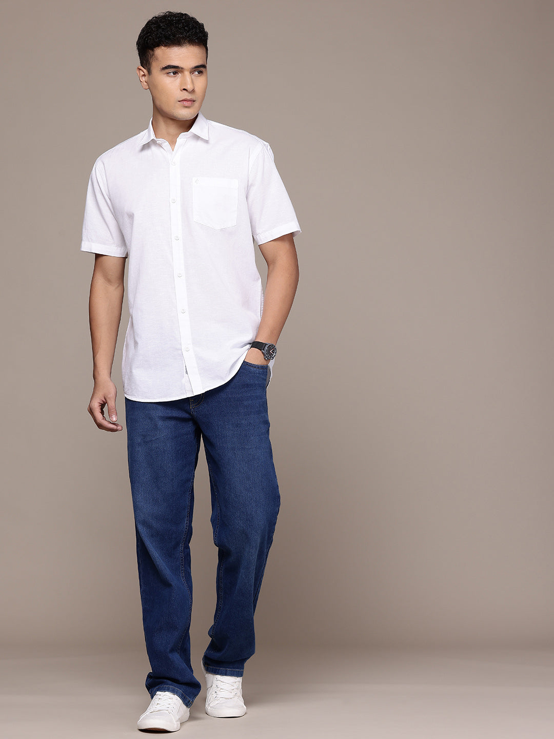 Men’s White Linen Half Sleeves Casual Shirt