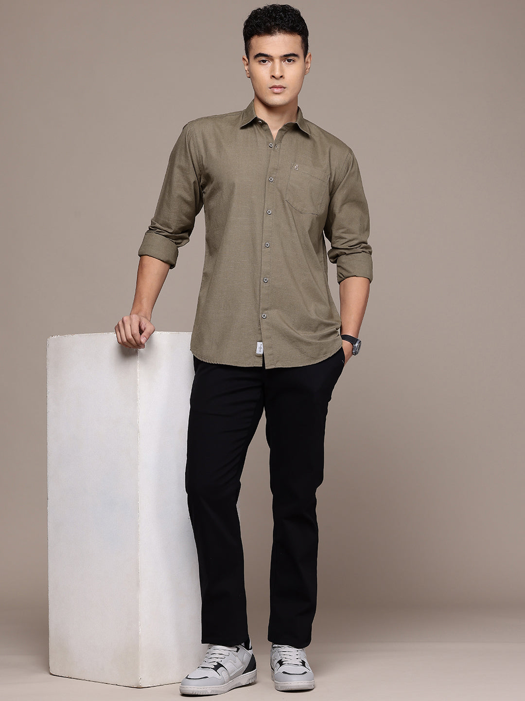 Men’s Brown Linen Full Sleeves Casual Shirt