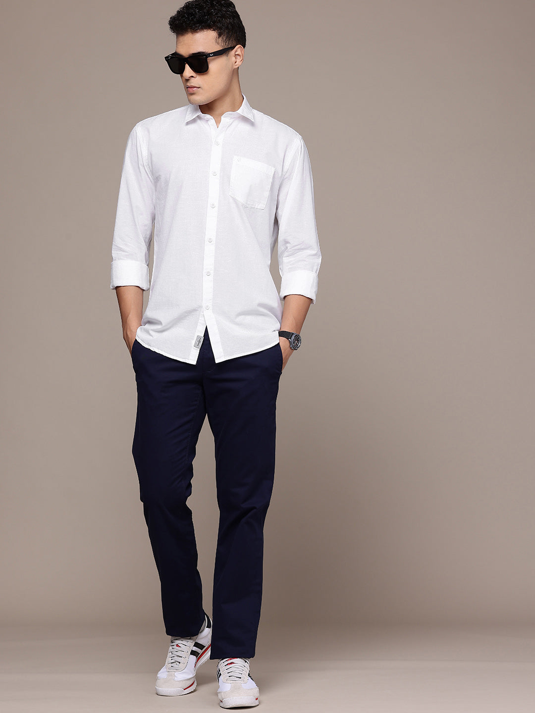 Men’s White Linen Full Sleeves Casual Shirt