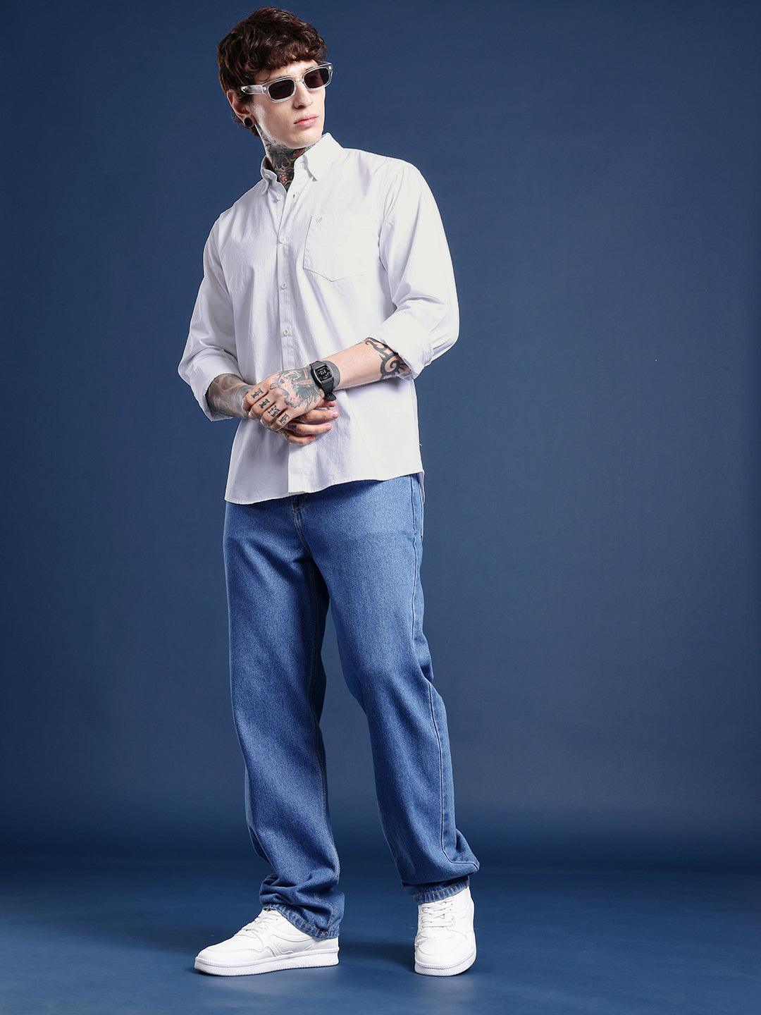 Bright White Oxford Cotton Shirt – Button-Down Collar & Chest Pocket