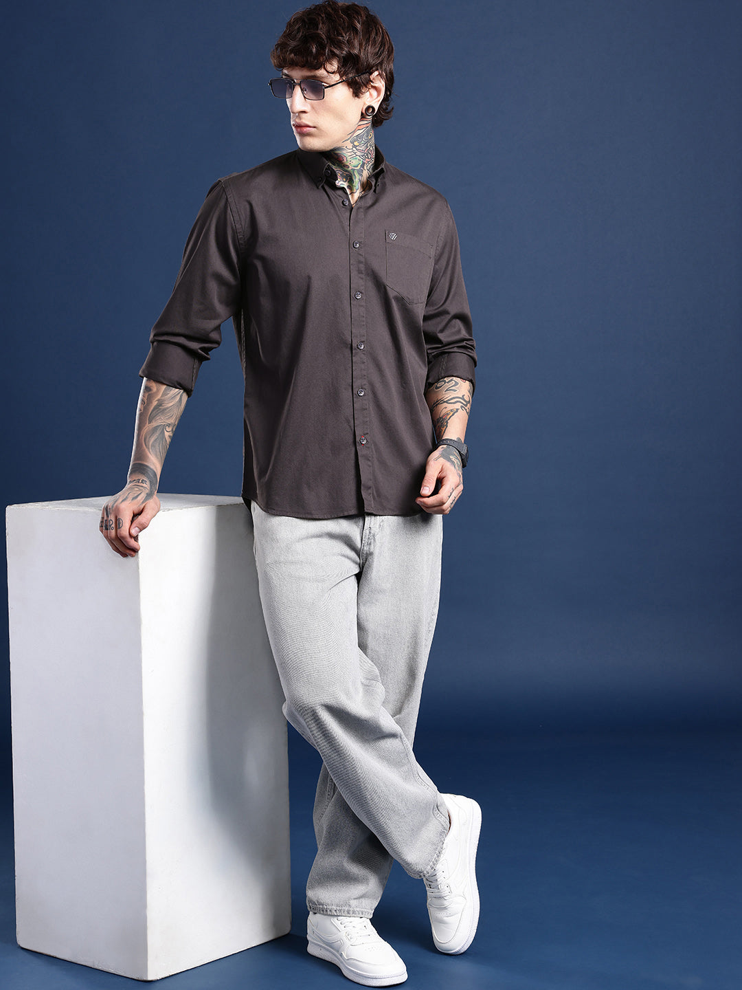 Espresso Brown Oxford Cotton Shirt – Button-Down Collar & Chest Pocket