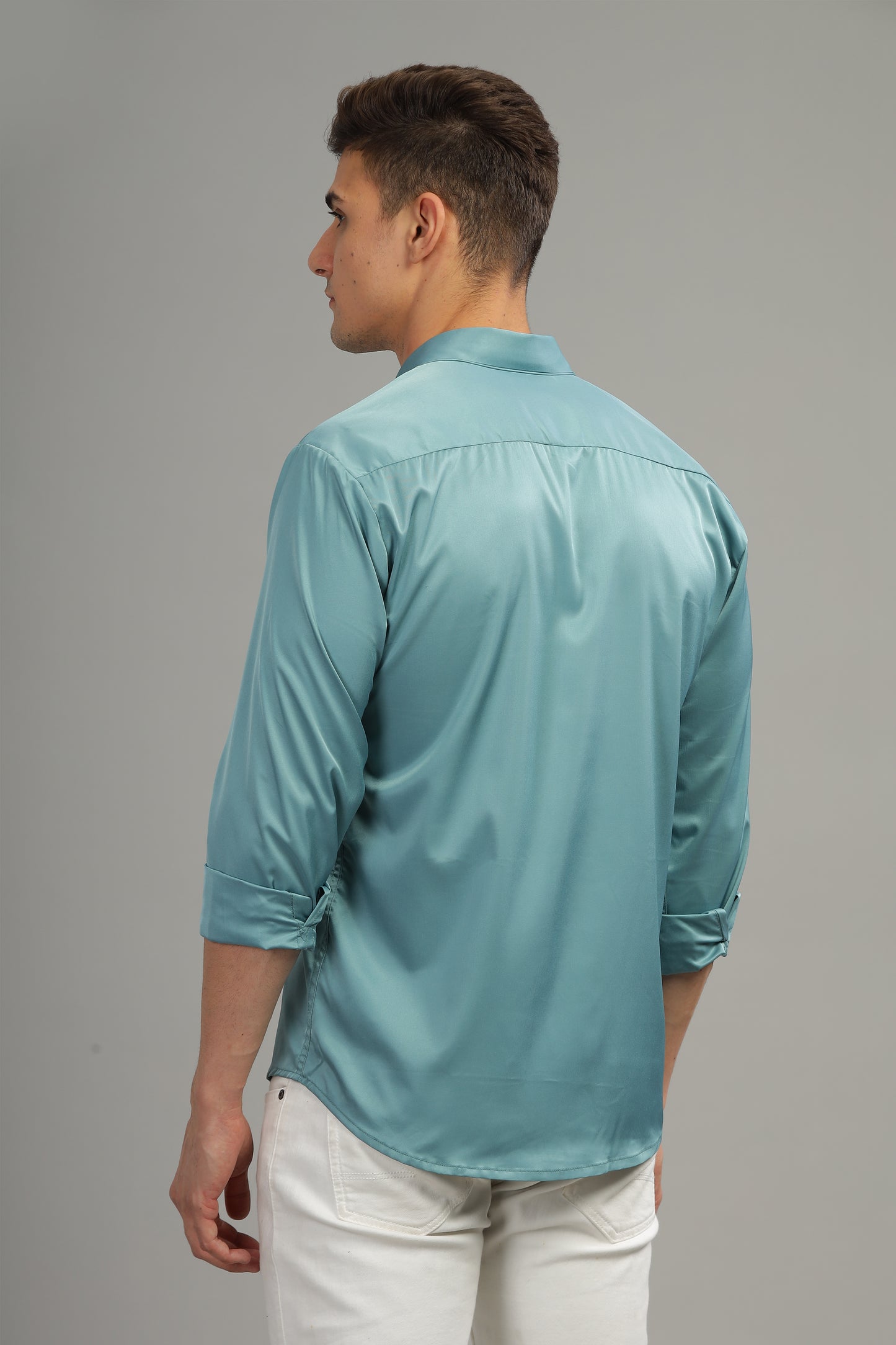 Aqua Mist Satin-Finish Shirt