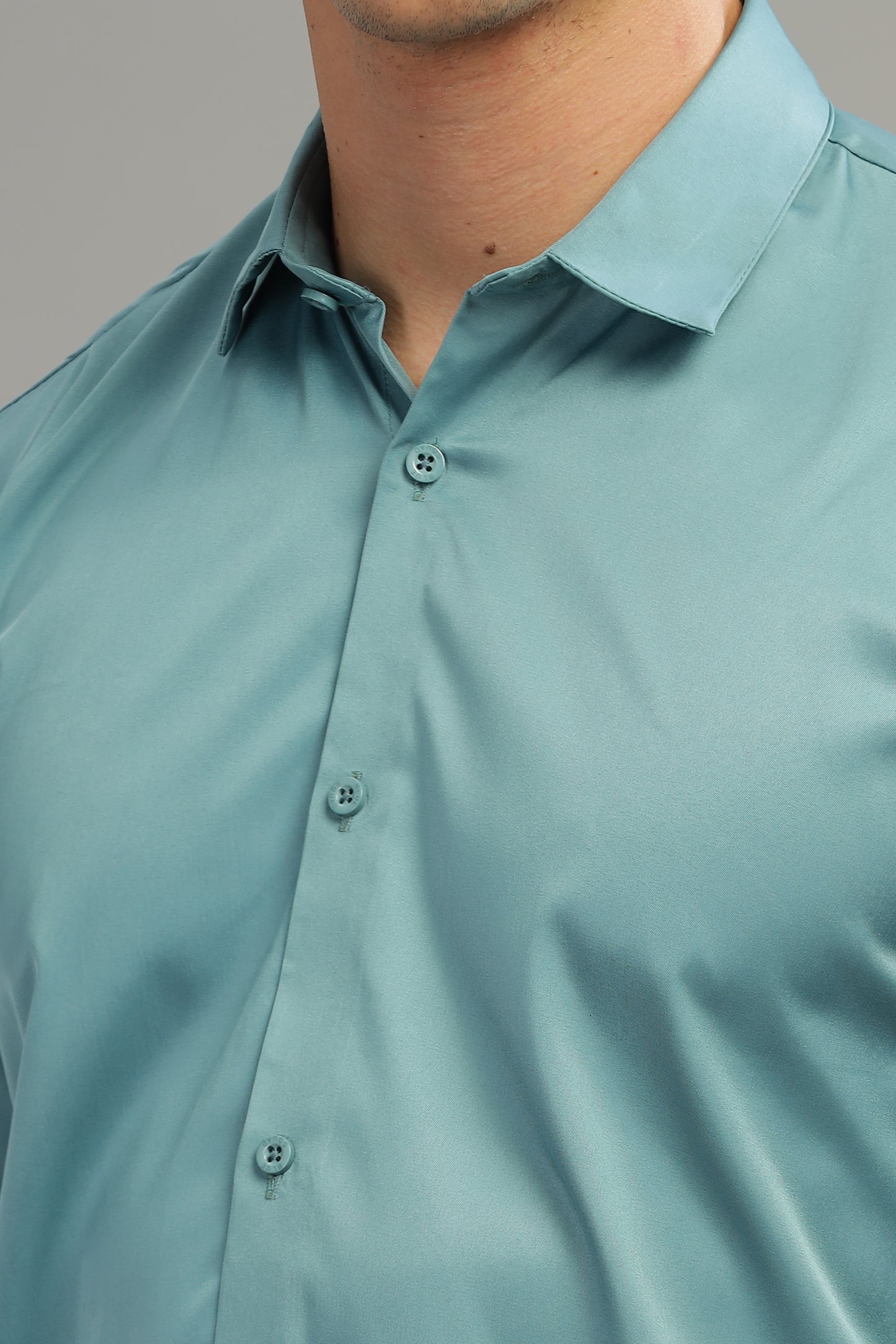 Aqua Mist Satin-Finish Shirt