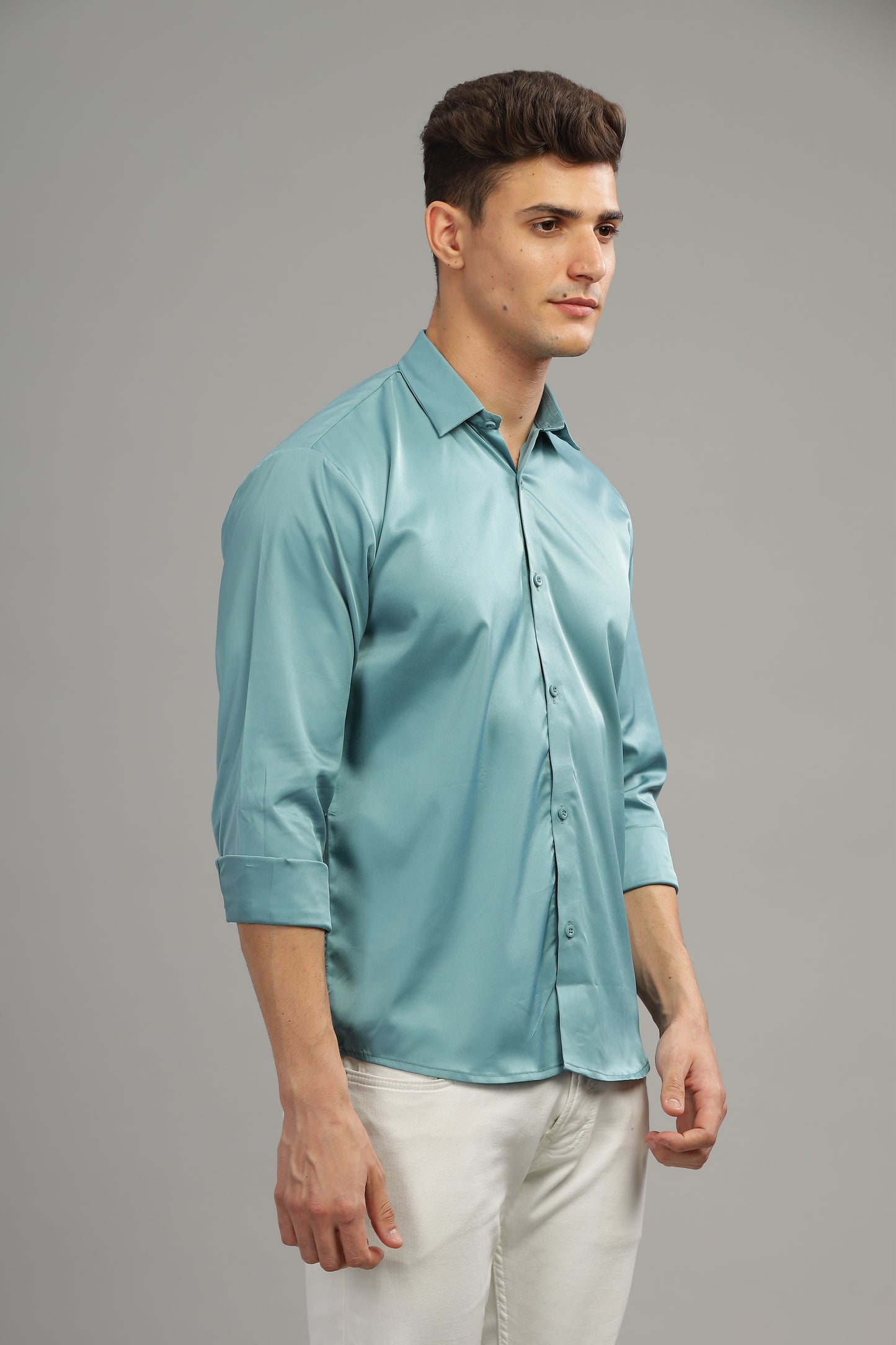 Aqua Mist Satin-Finish Shirt