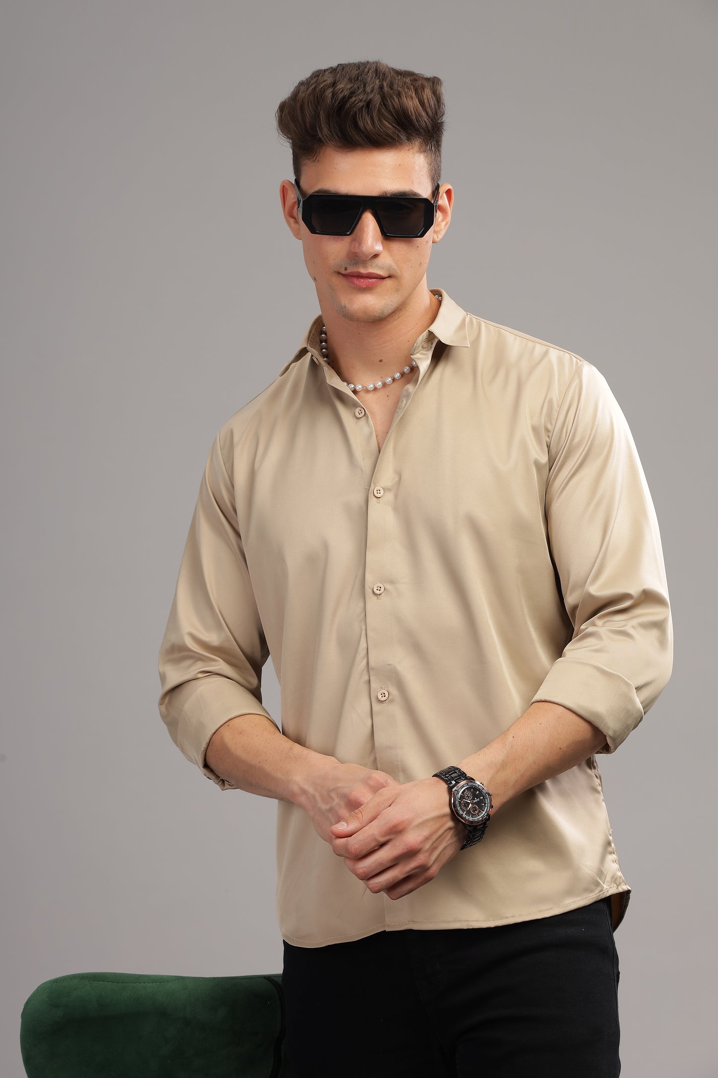 Sandstone Satin-Finish Shirt
