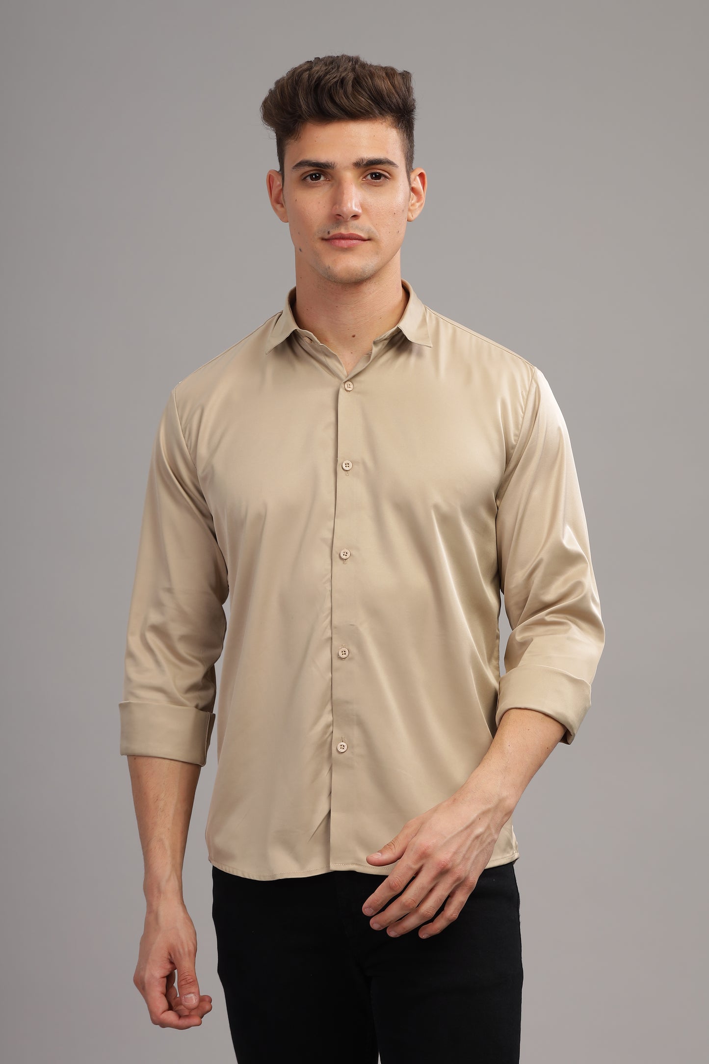Sandstone Satin-Finish Shirt