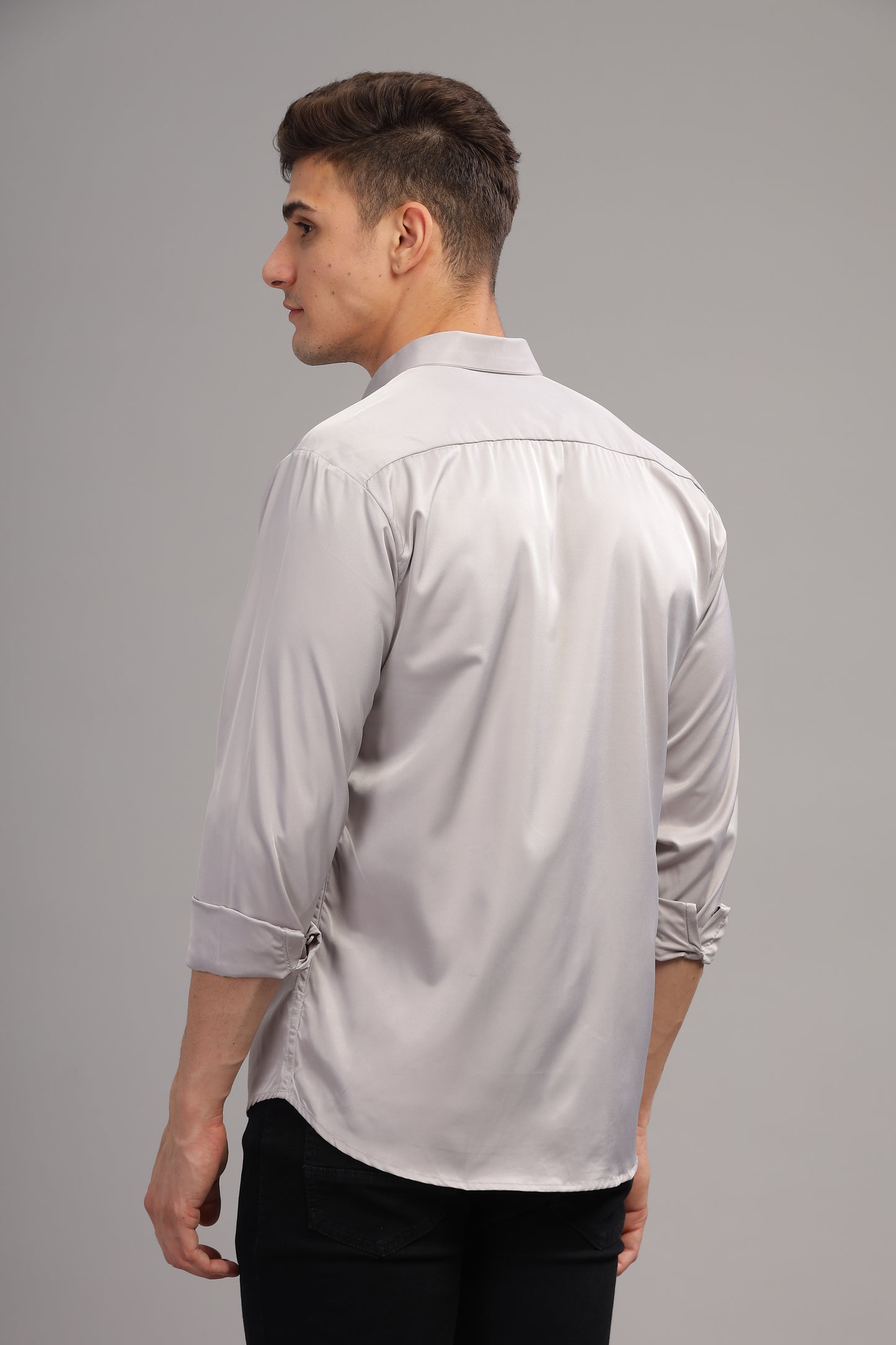 Silver Mist Luxe-Satin Shirt