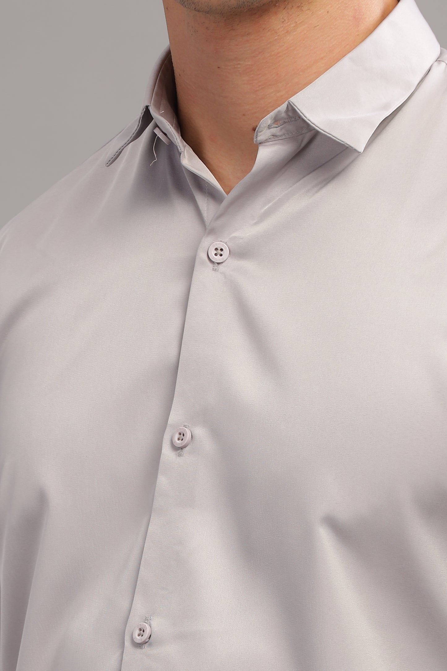 Silver Mist Luxe-Satin Shirt