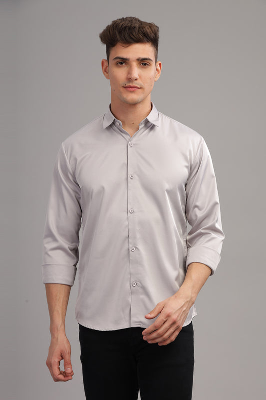 Silver Mist Luxe-Satin Shirt