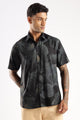 Men’s Shadow Floral Print Short-Sleeve Shirt – Black/Moss