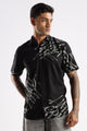 Men’s Graffiti Placement Print Short-Sleeve Shirt – Black/Grey