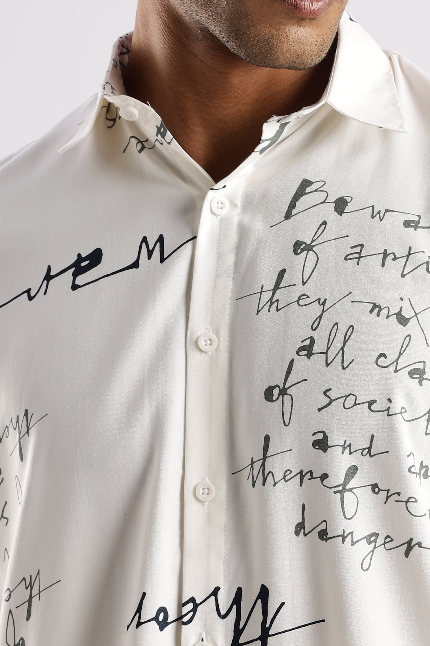 Men’s Urban Calligraphy Button-Down – Short Sleeves