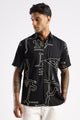 Men’s Oversized Line-Art Typography Short-Sleeve Shirt