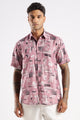 Men’s Brushstroke Texture Short-Sleeve Shirt – Dusty Rose