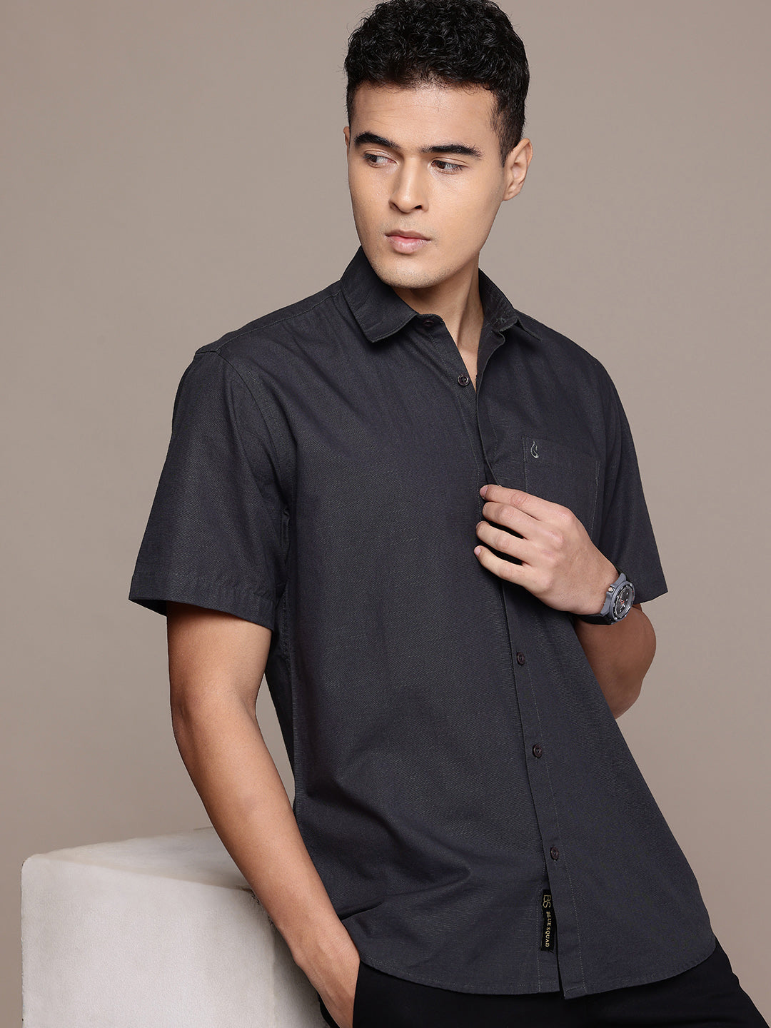 Men’s Slate Grey Linen Half Sleeves Casual Shirt