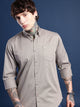 Taupe Grey Oxford Cotton Shirt – Button-Down Collar & Chest Pocket