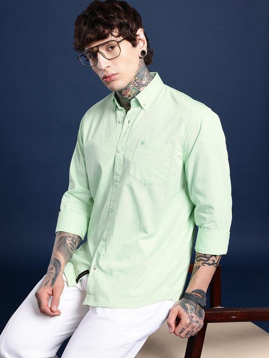 Pastel Mint Oxford Cotton Shirt – Button-Down Collar & Chest Pocket