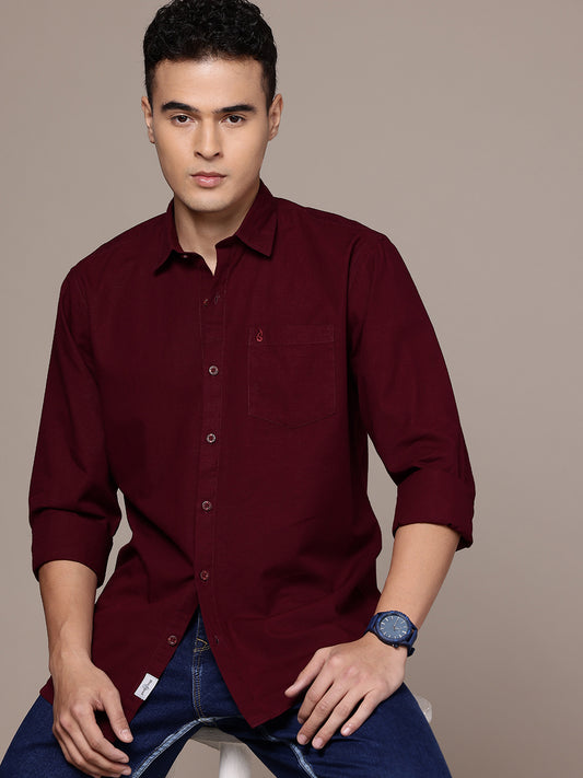 Men’s Maroon Linen Full Sleeves Casual Shirt