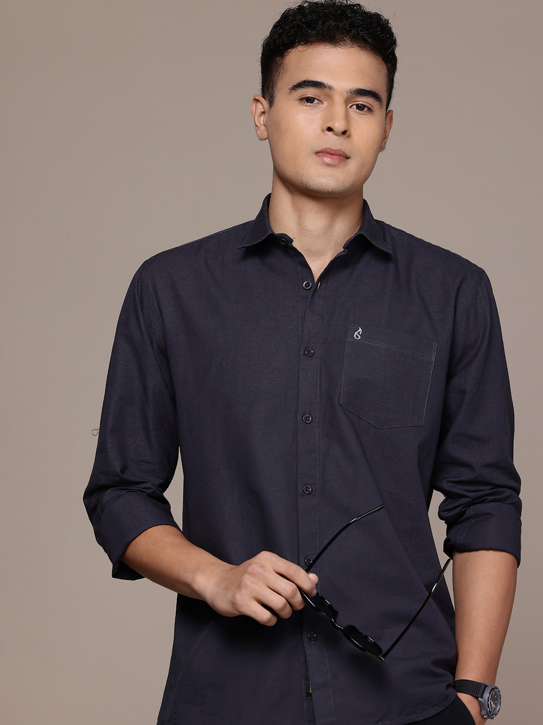 Men’s Slate Grey Linen Full Sleeves Casual Shirt