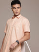 Men’s Peach Linen Half Sleeves Casual Shirt