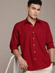 Men’s Carmine Maroon Linen Full Sleeves Casual Shirt