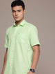 Men’s Light Green Linen Half Sleeves Casual Shirt