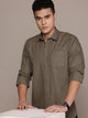 Men’s Brown Linen Full Sleeves Casual Shirt