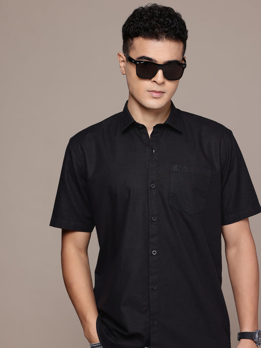 Men’s Black Linen Half Sleeves Casual Shirt
