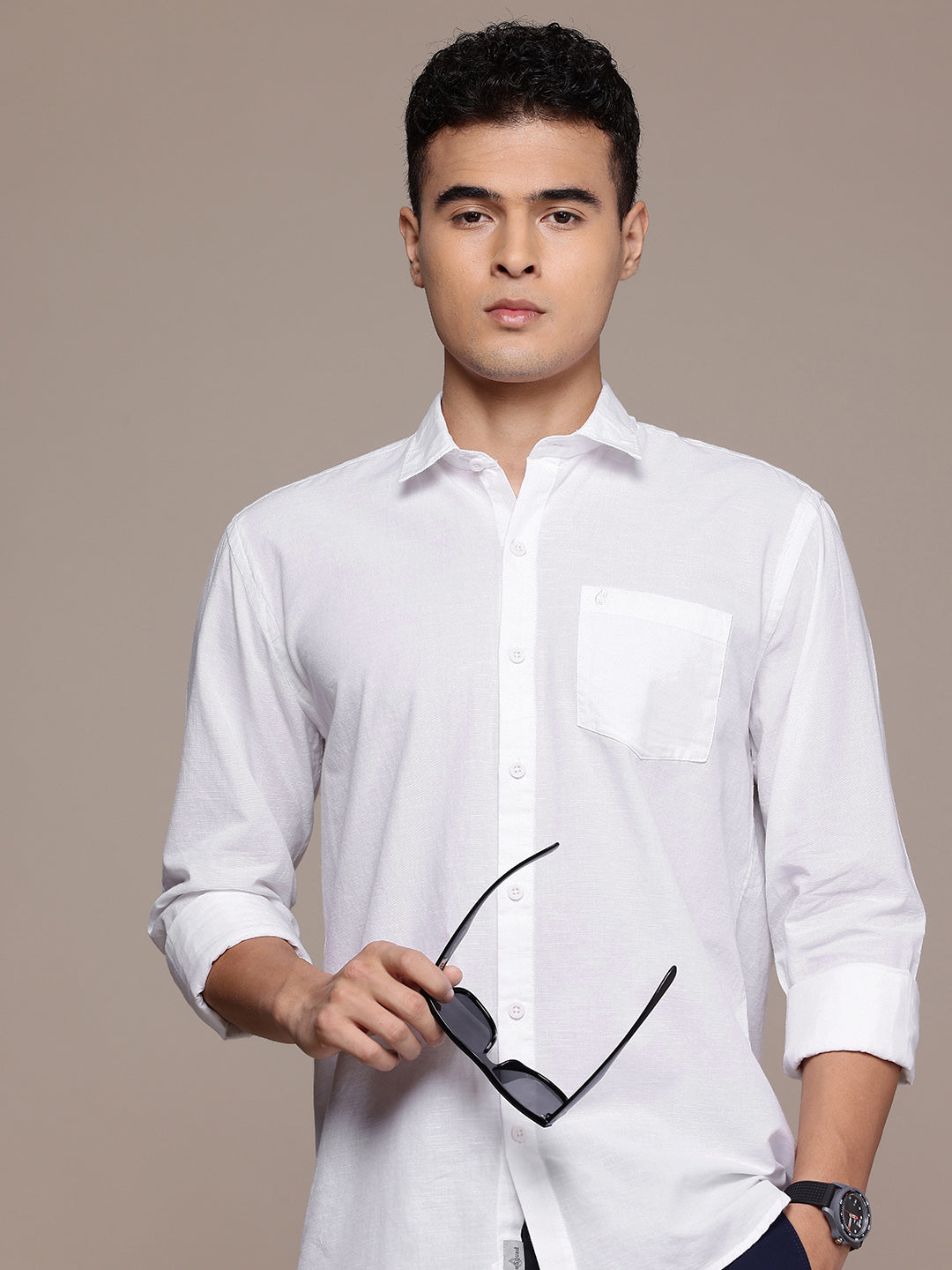 Men’s White Linen Full Sleeves Casual Shirt