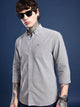 Slate Grey Oxford Cotton Shirt – Button-Down Collar & Chest Pocket