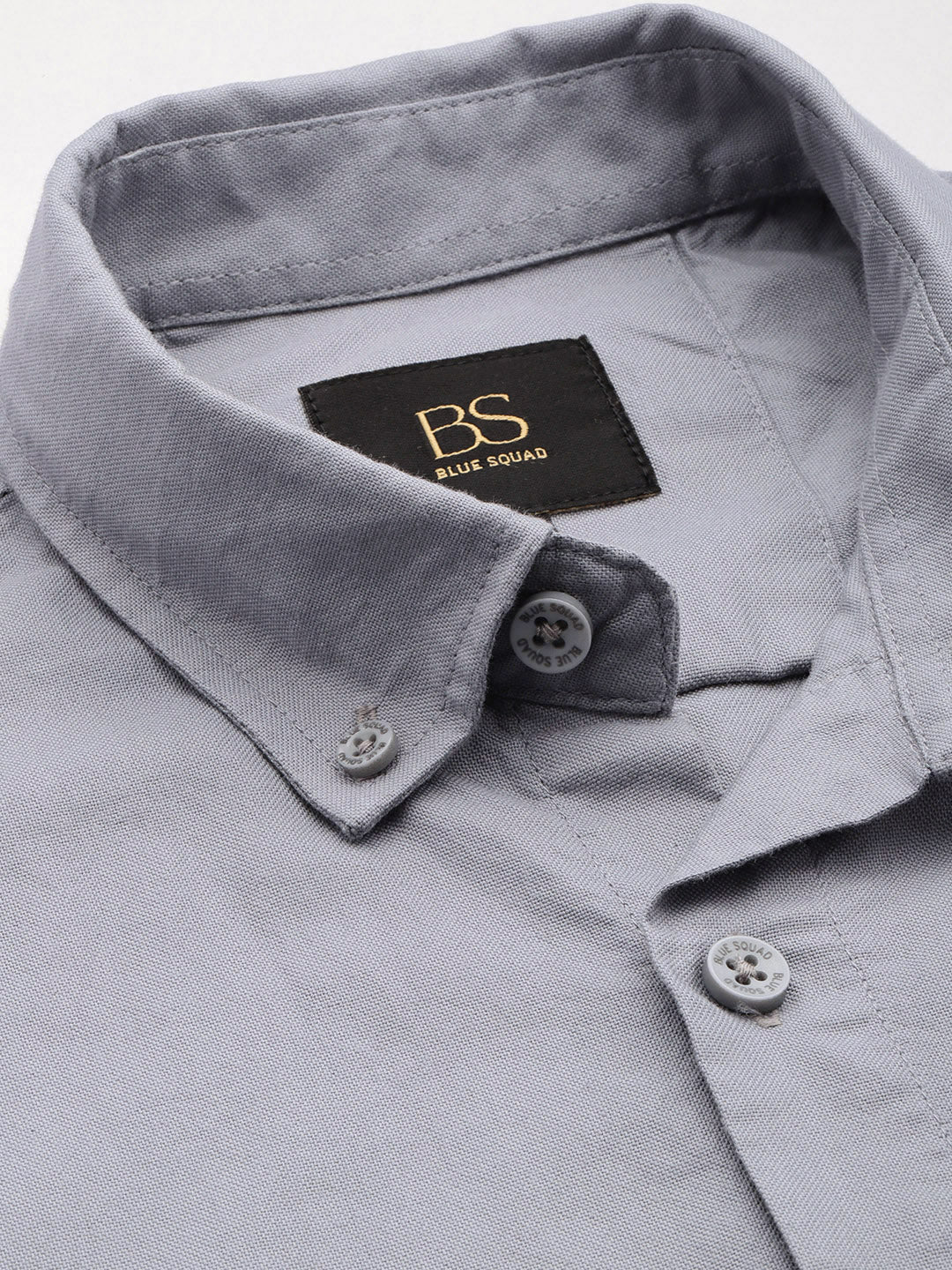 Steel Grey Oxford Cotton Shirt – Button-Down Collar & Chest Pocket