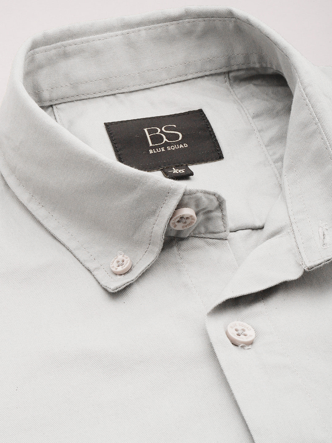 Cloud Grey Oxford Cotton Shirt – Button-Down Collar & Chest Pocket