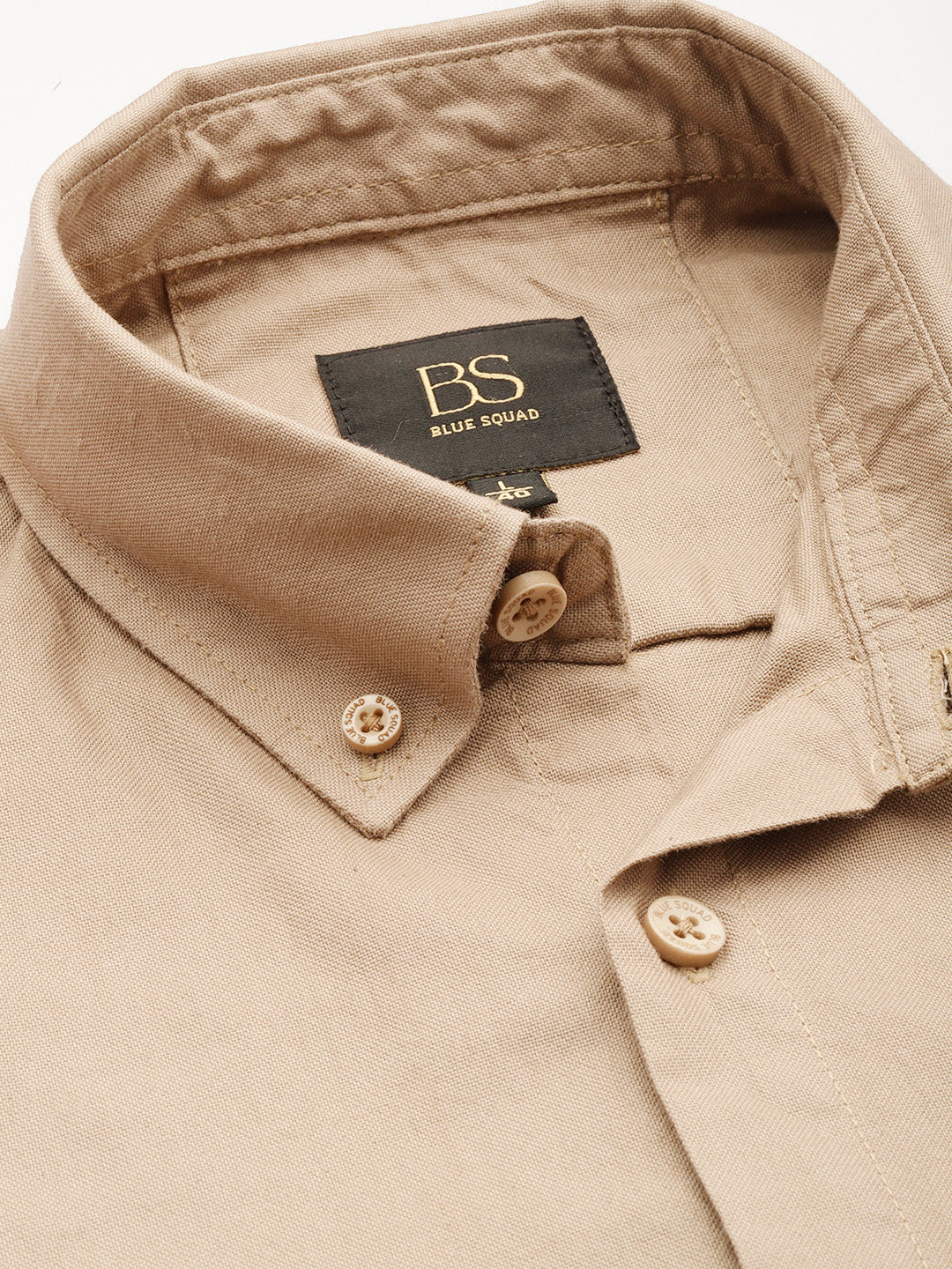 Sand Beige Oxford Cotton Shirt – Button-Down Collar & Chest Pocket