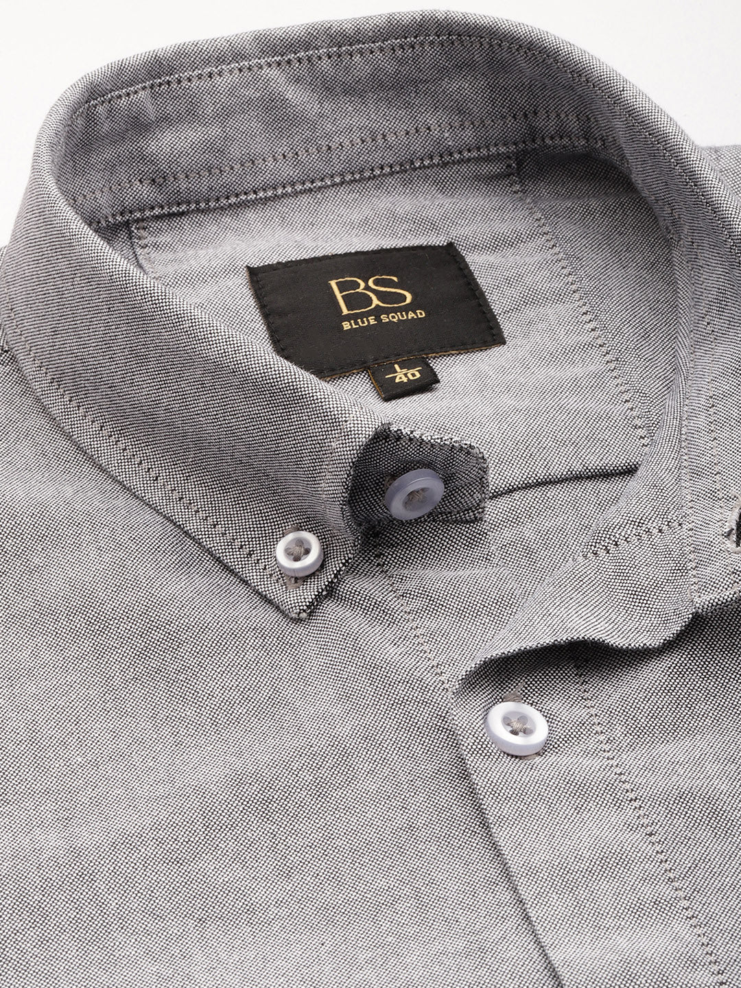 Slate Grey Oxford Cotton Shirt – Button-Down Collar & Chest Pocket