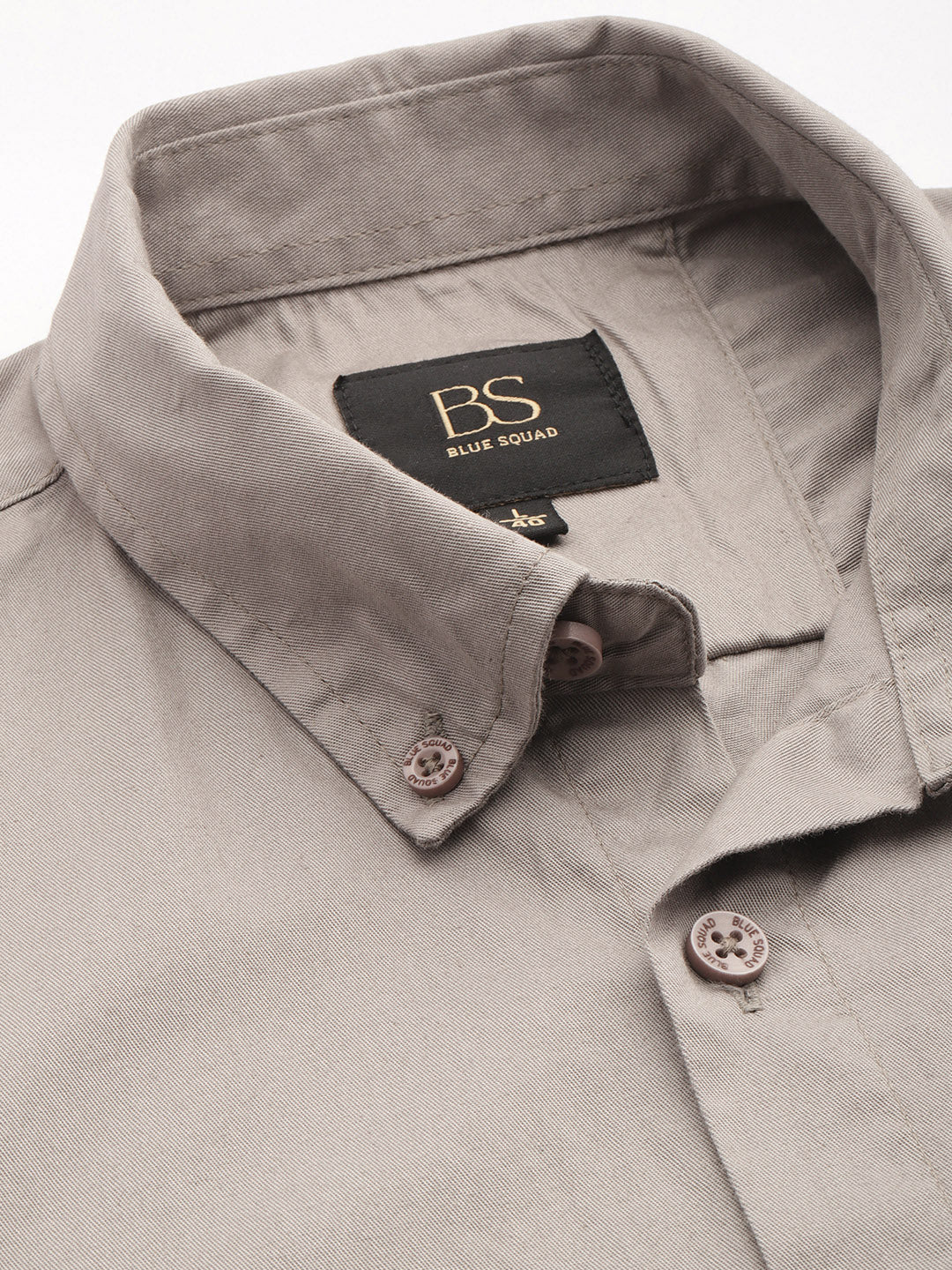 Taupe Grey Oxford Cotton Shirt – Button-Down Collar & Chest Pocket