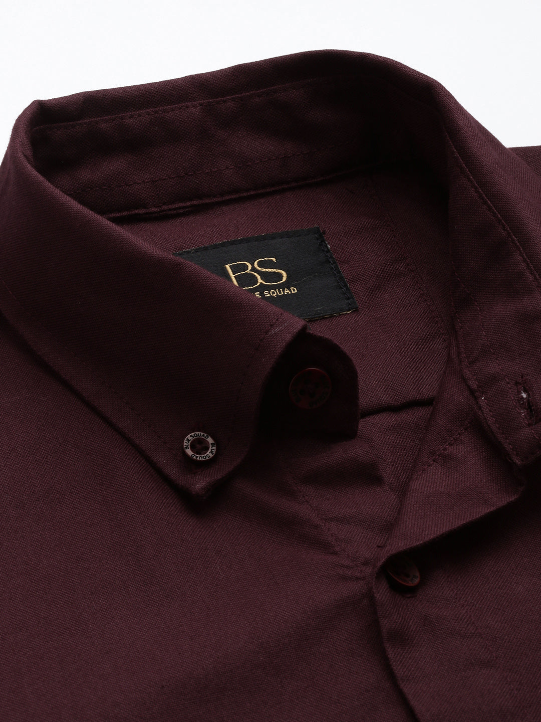 Maroon Brown Oxford Cotton Shirt – Button-Down Collar & Chest Pocket