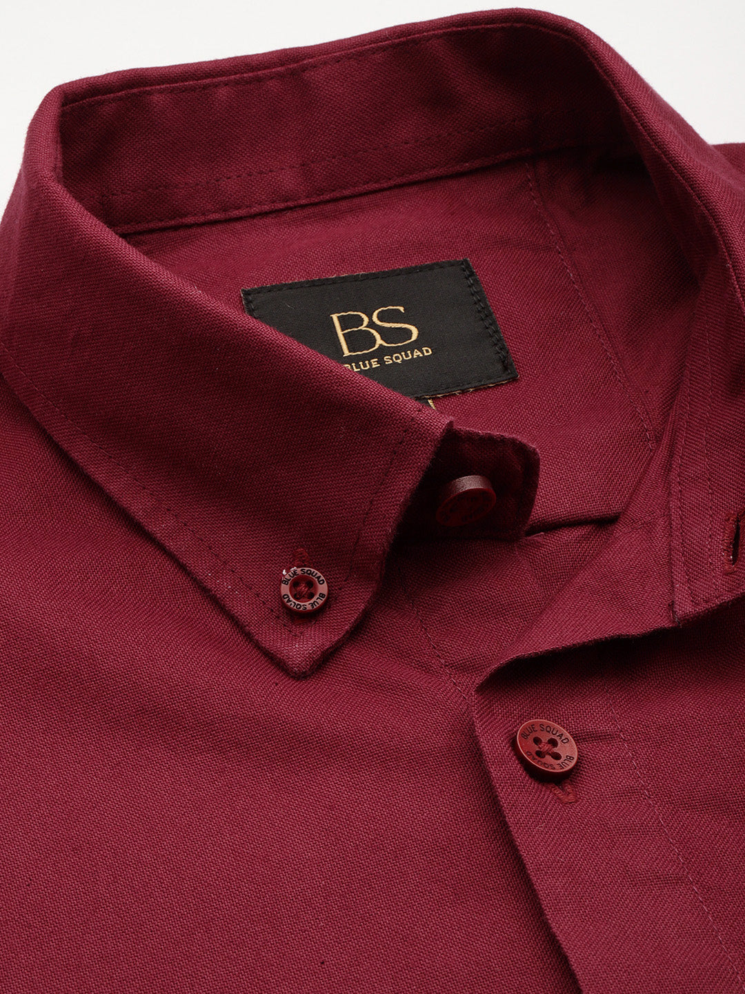 Burgundy Oxford Cotton Shirt – Button-Down Collar & Chest Pocket