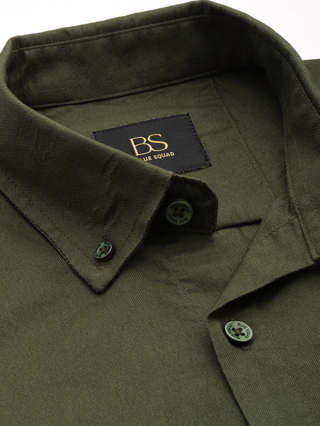 Moss Green Oxford Cotton Shirt – Button-Down Collar & Chest Pocket