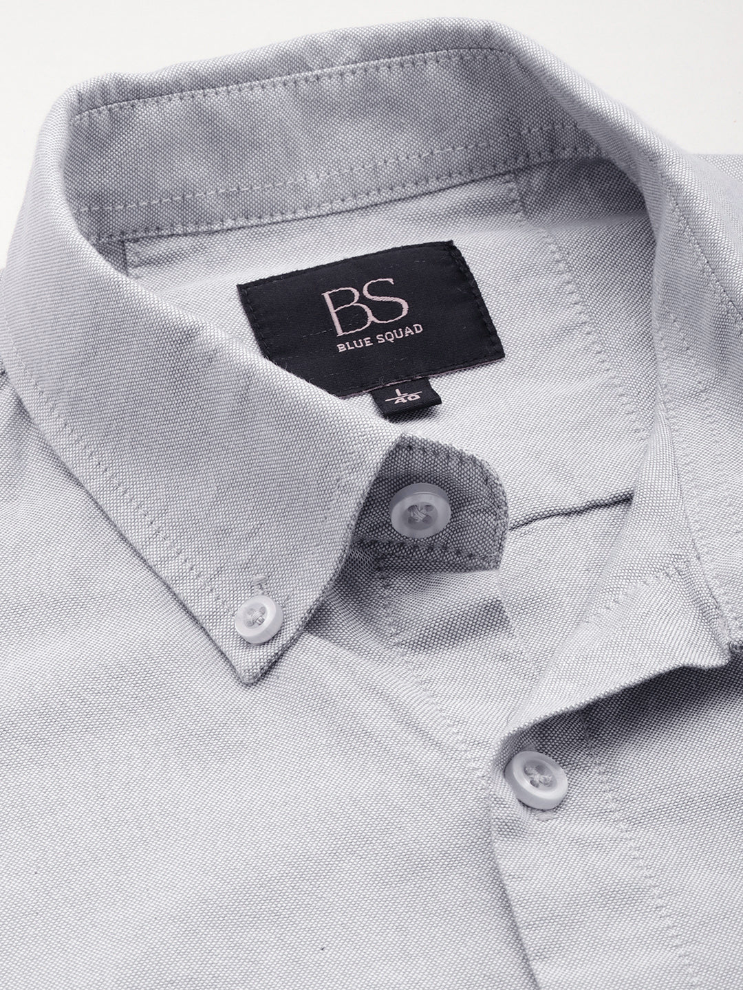 Ash Grey Oxford Cotton Shirt – Button-Down Collar & Chest Pocket