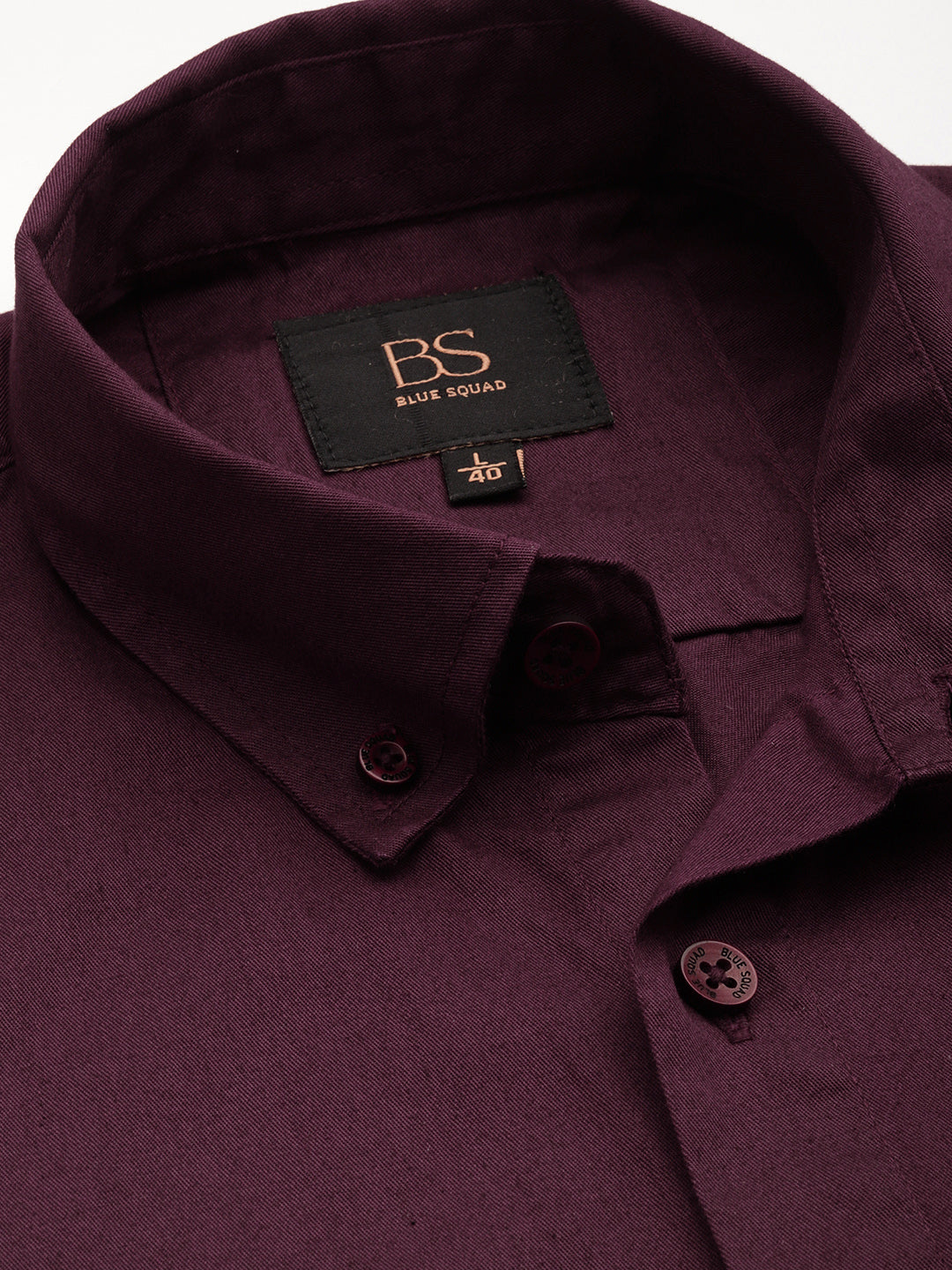 Wine Burgundy Oxford Cotton Shirt – Button-Down Collar & Chest Pocket