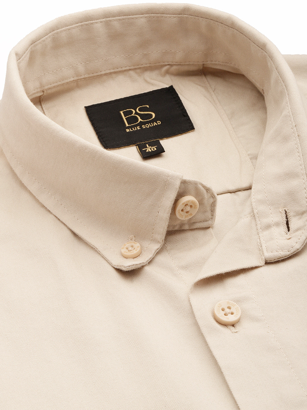 Ecru Beige Oxford Cotton Shirt – Button-Down Collar & Chest Pocket