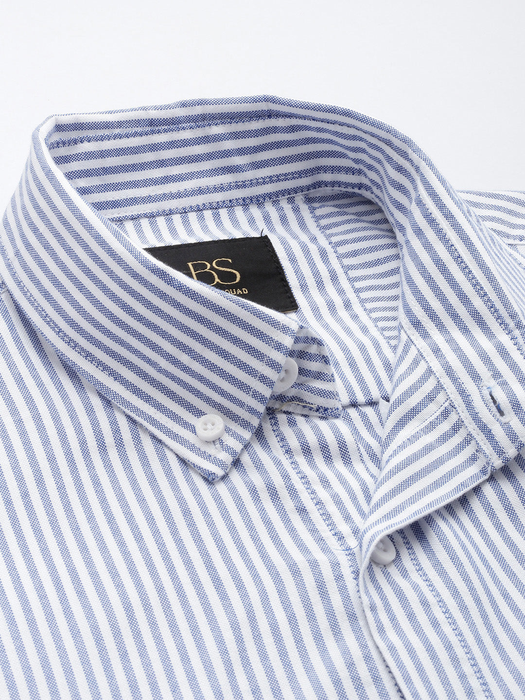 Blue & White Bengal-Stripe Oxford Shirt – Button-Down Collar
