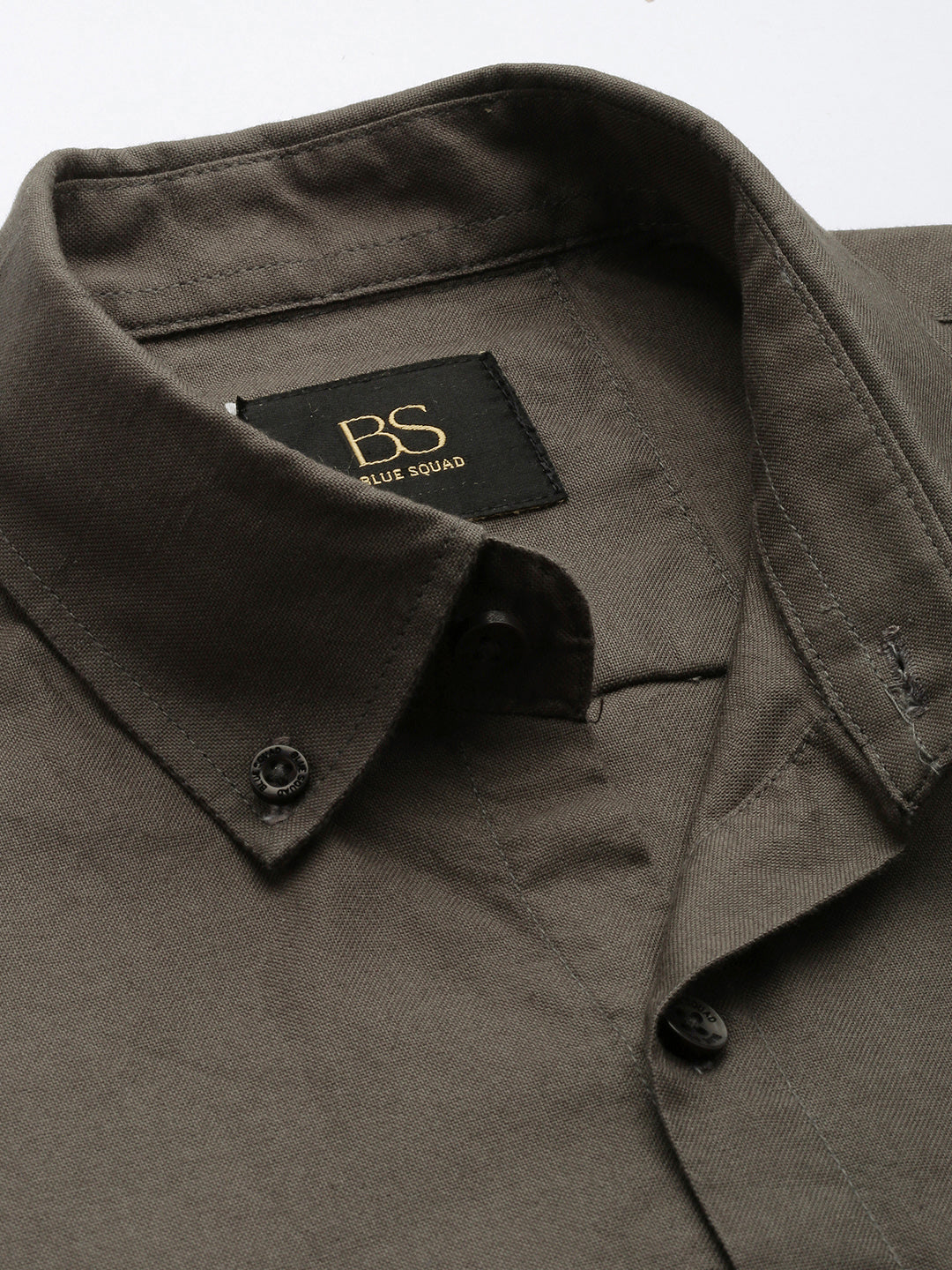 Olive Green Oxford Cotton Shirt – Button-Down Collar & Chest Pocket