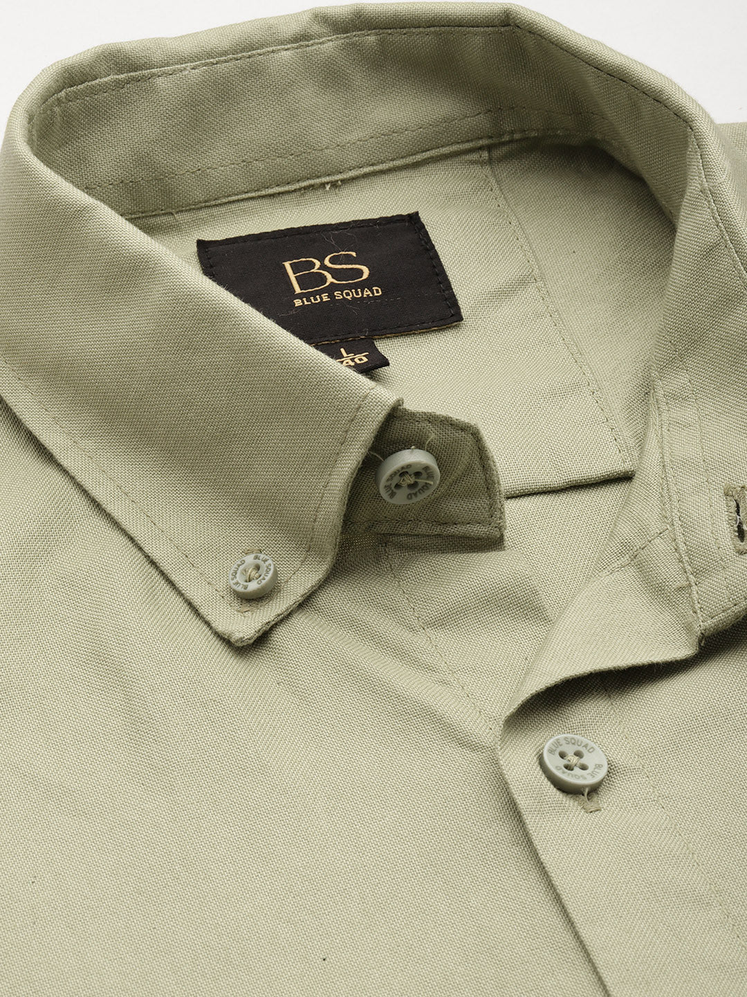 Sage Green Oxford Cotton Shirt – Button-Down Collar & Chest Pocket