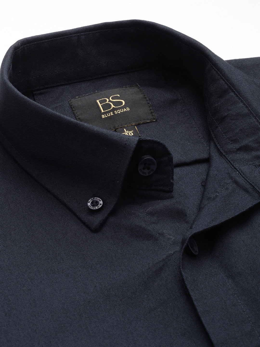 Navy Oxford Cotton Shirt – Button-Down Collar & Chest Pocket