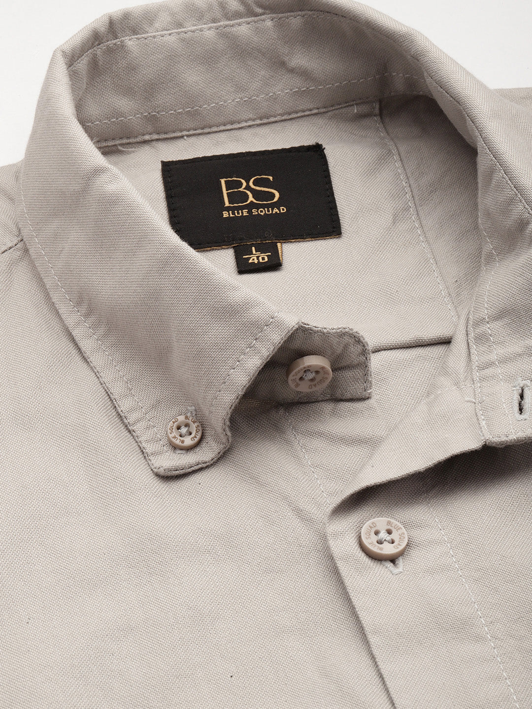 Stone Khaki Oxford Cotton Shirt – Button-Down Collar & Chest Pocket