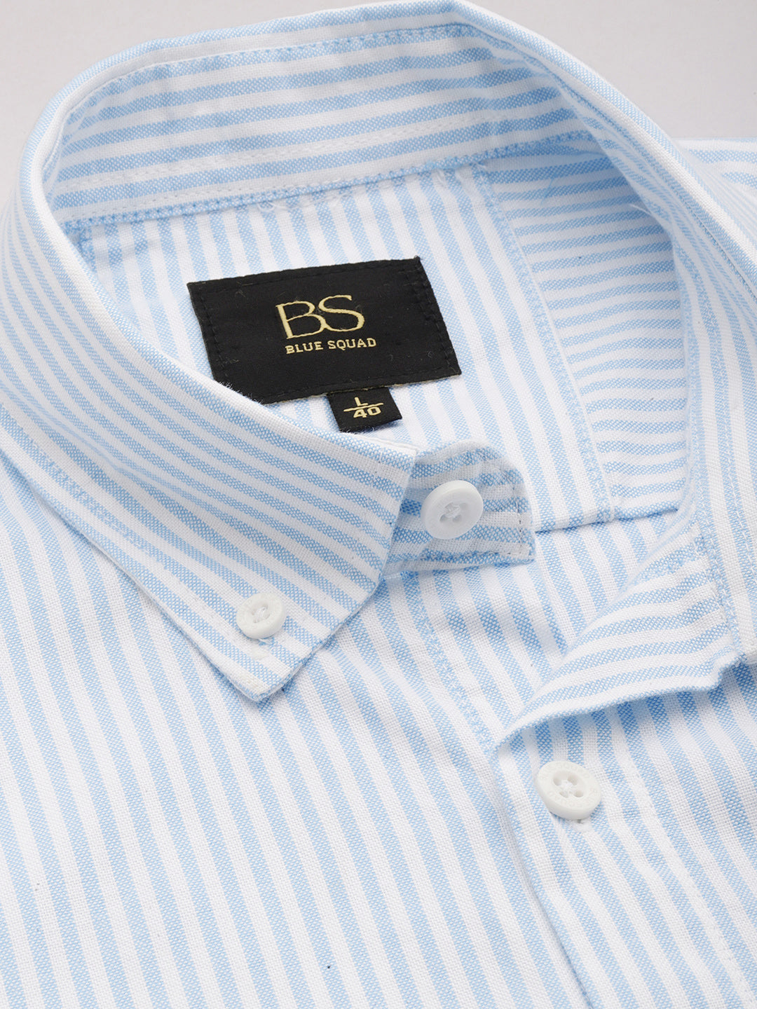 Sky Blue & White Pinstripe Oxford Shirt – Button-Down Collar