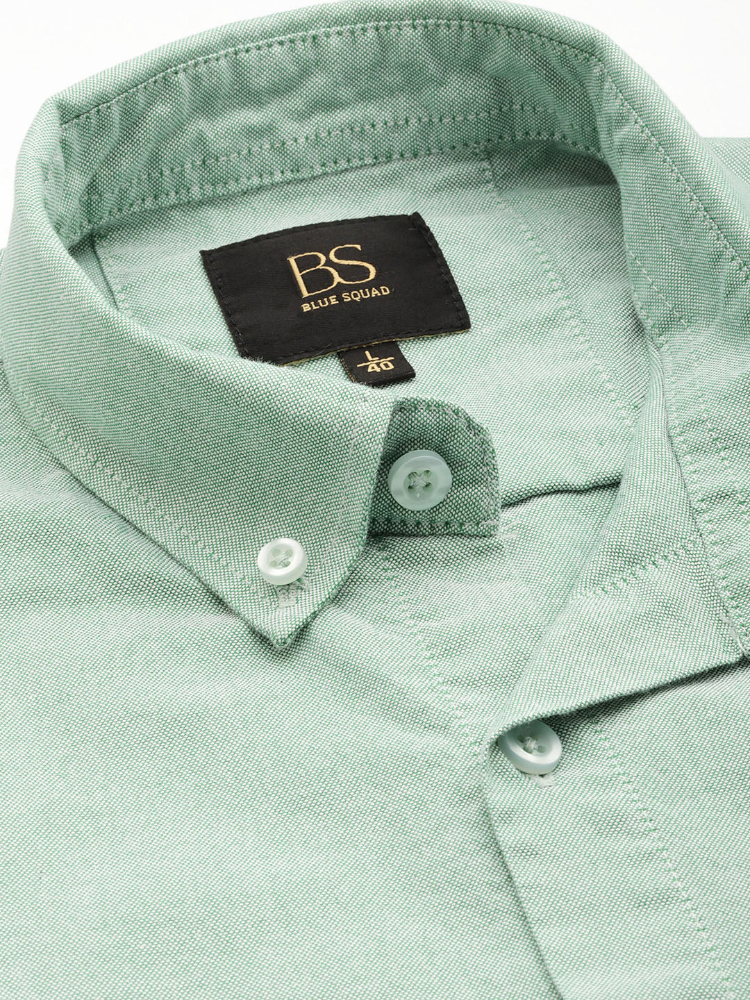 Mint Green Oxford Cotton Shirt – Button-Down Collar & Chest Pocket